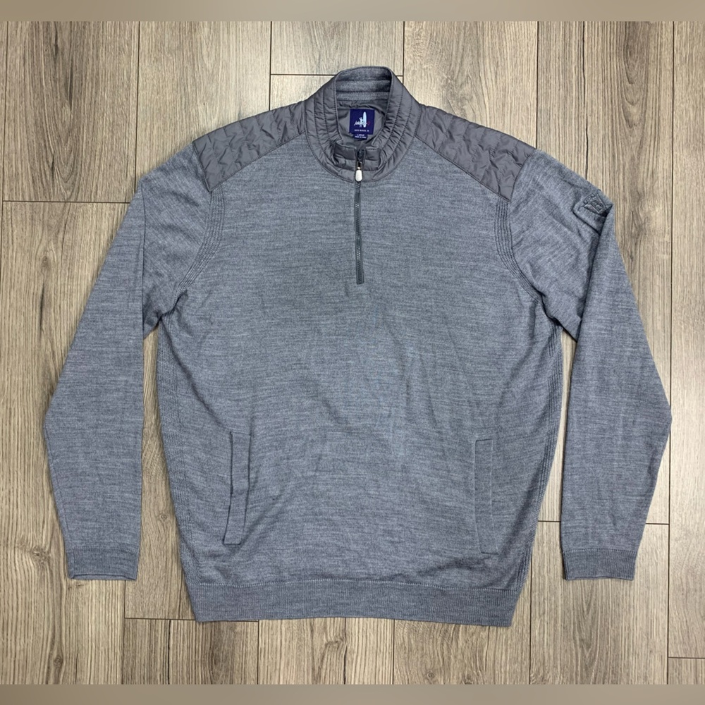 Johnnie-o Sweater Men's Large Gray Hybrid Performance 1/4‎ Zip Up Merino Blend